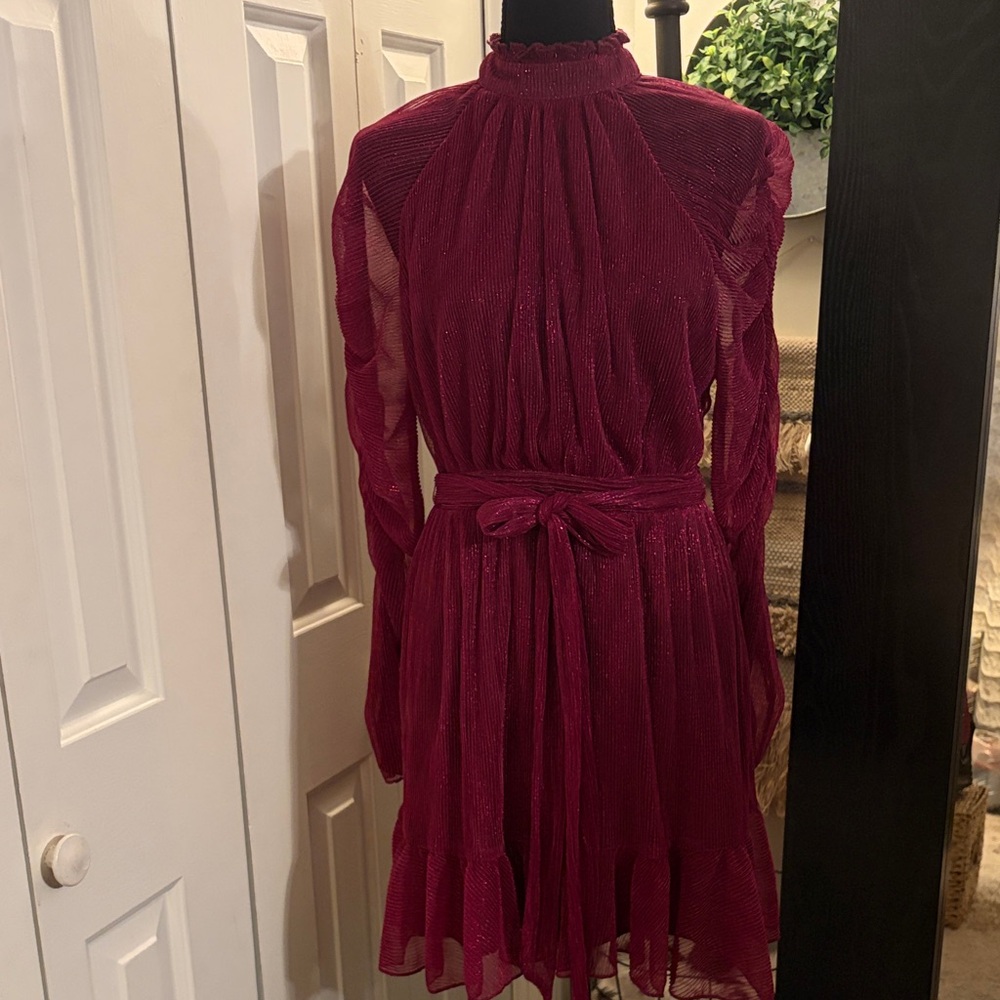 Tularosa Magenta Ruched Mini Dress